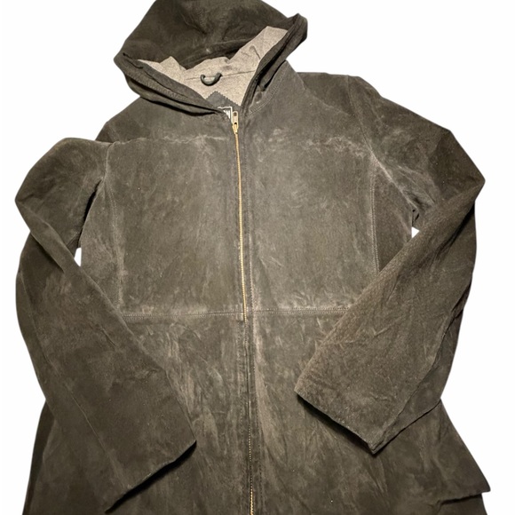 Junction West Black Leather Women's Suede Jacket W/Hoodie Sz Small - Picture 10 of 14